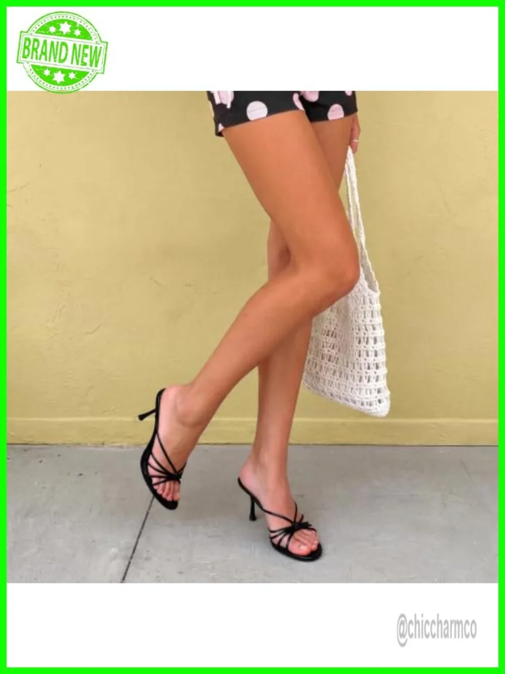 Kitten Heel Strappy Sandals Womens 2.91in Stiletto Mule Open Toe Dress Shoes